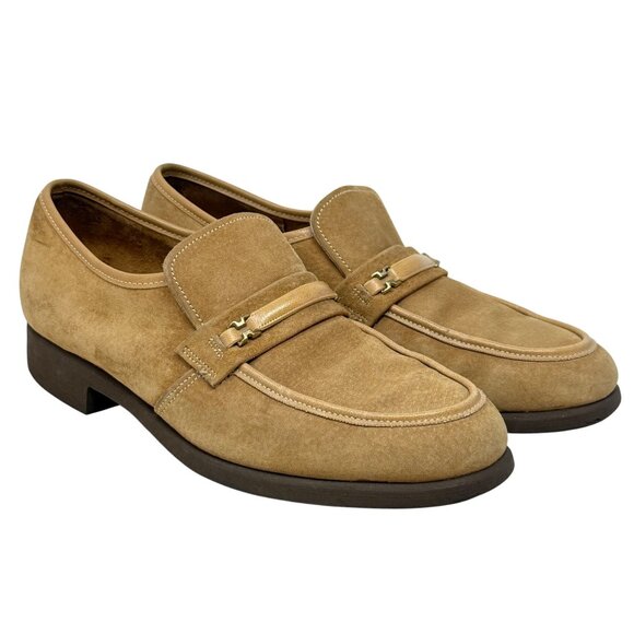 Hushpuppies Vtg Tan Buff Suede Leather Loafers Slip Ons 16781 Size‎ 9.5 M - Picture 2 of 9